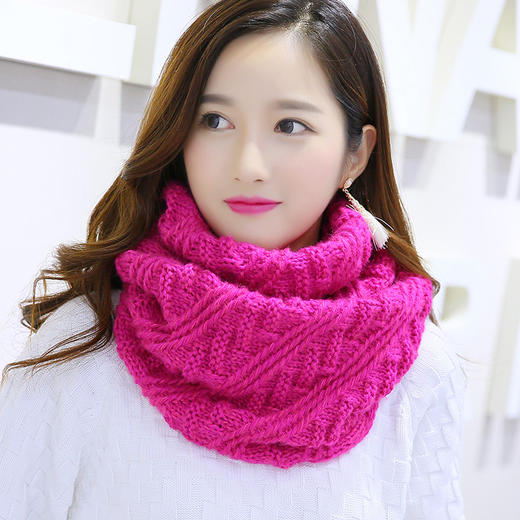 【围巾】秋冬围巾韩版毛线围脖针织女套头男女士情侣脖套黑色 商品图3