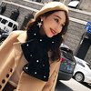 【围巾】新款冬季韩版加厚仿兔毛围脖女 学生保暖交叉毛领珍珠围巾 商品缩略图3