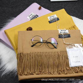 【围巾】秋冬季新款羊绒围巾 女 时尚加厚 保暖纯色披肩甜美围巾