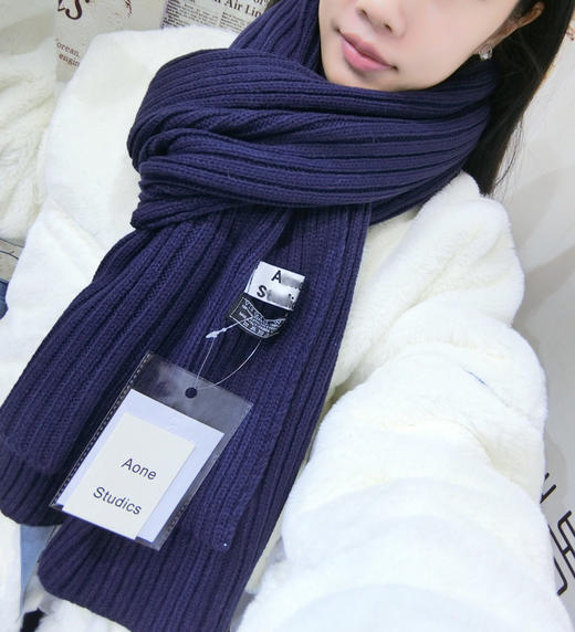 【围巾】竖条毛线围巾 韩版纯色加厚加长秋冬 aone围巾女 商品图2