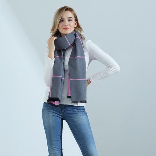 【围巾】秋冬新款英伦风经典格子双面两用拼接保暖仿羊绒女士围巾 商品图3