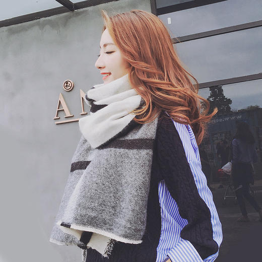 【围巾】冬季韩版百搭加厚长款针织毛线披风斗篷围脖冬 商品图3