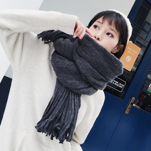 【围巾】女冬季韩版百搭超长款加厚针织毛线围巾保暖学生围脖情侣 商品图1