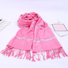 【围巾女】秋季新款多功能格子流苏围巾暖色仿羊绒保暖女士围巾