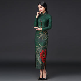 A1803  秋冬加厚长款长袖旗袍