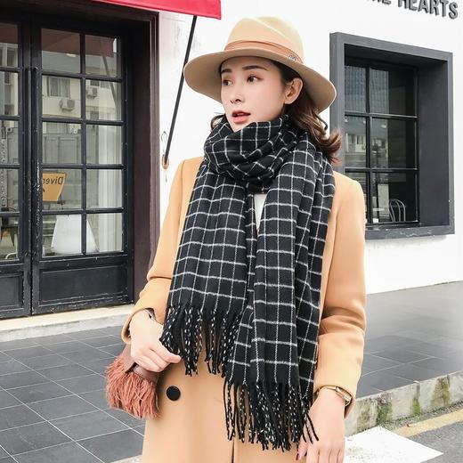 【围巾女】秋冬季新款韩版小格子围巾仿羊绒格保暖加厚百搭空调披肩女潮 商品图0