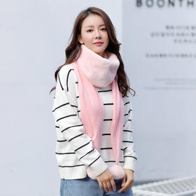 【围巾女】韩版毛球球围巾女 加厚毛绒绒百搭纯色小清新粉学生围脖围巾