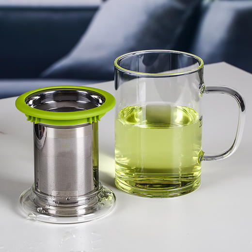 玻璃茶杯带把带盖不锈钢内胆过滤办公水杯耐热玻璃杯泡茶杯 商品图2