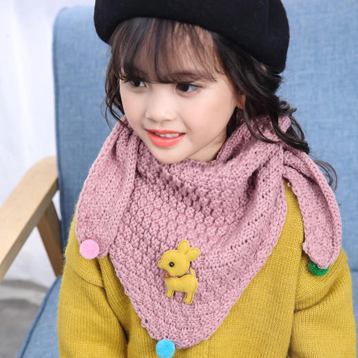 【儿童围巾】韩版新款儿童针织毛线围脖 加厚保暖小鹿三角巾 商品图2