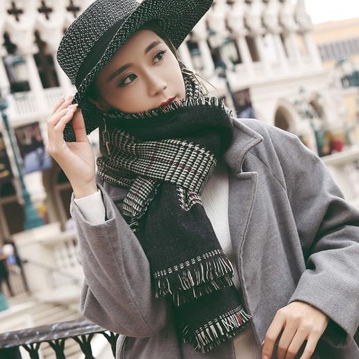 【围巾女】新款千鸟格加厚长围巾保暖大披肩围脖秋冬双面两用女韩版百搭 商品图0