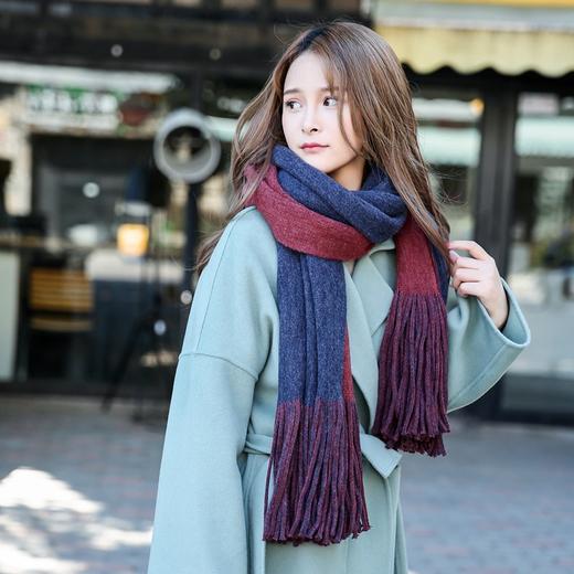 【围巾女】秋冬季加厚双面加长围巾女韩版学生仿羊绒拉毛围脖大披肩两用 商品图3