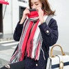 【围巾女】秋冬新款韩版时尚大小条纹拼色毛线围巾仿羊绒流苏保暖披肩女 商品缩略图2