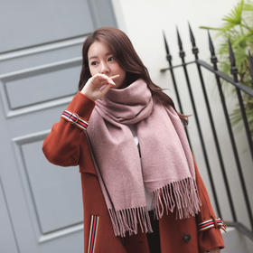 【围巾女】经典百搭纯色羊绒围巾女 超长加厚流苏围巾空调披肩两用男女围脖