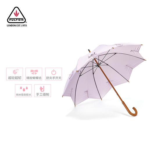 富尔顿典雅实木长柄伞女士创意晴雨伞进口晴雨伞不沾水 商品图2