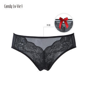 奶糖派 告白红撞黑低腰网纱 大蝴蝶结 圣诞三角女士内裤