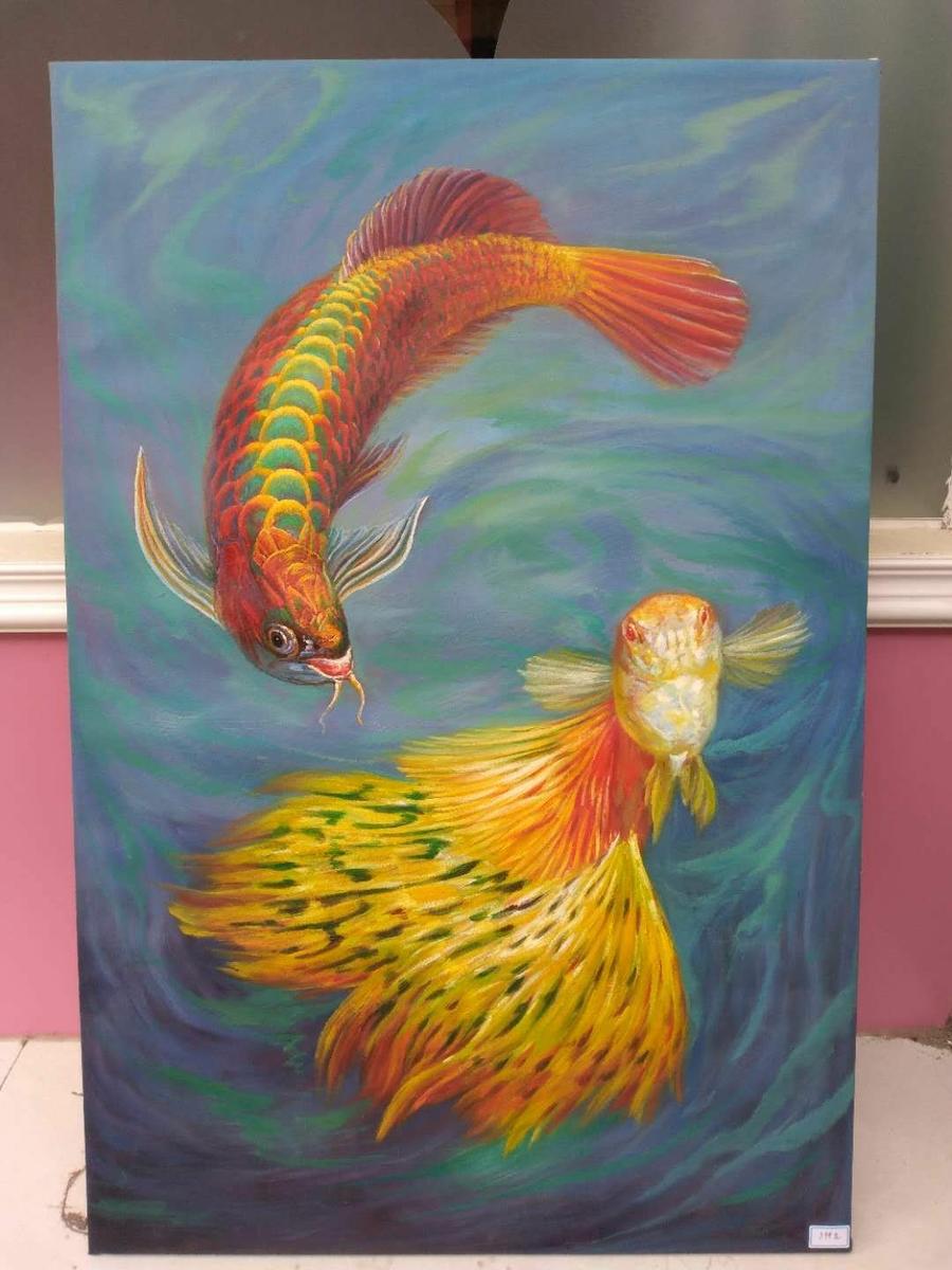 《龙凤呈祥》手工油画