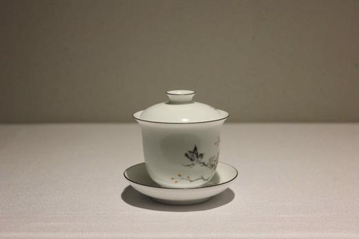 诚德轩 景德镇瓷器 无光釉茶具鸟鸣诗韵盖碗43号盖碗