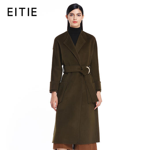 EITIE爱特爱女装秋冬气质腰带束腰长款毛呢大衣外套5614308 商品图0