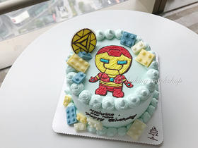 （手绘）乐高钢铁侠 忌廉蛋糕（默认自提，收费配送请联系客服）