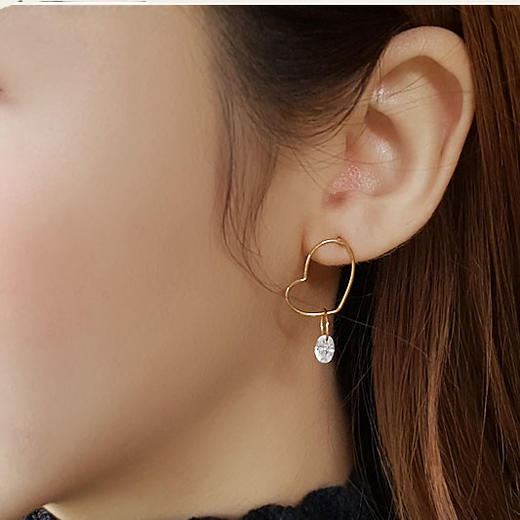 OKBA60116韩国饰品925银饰简单精致可爱爱心女耳钉包邮 商品图2