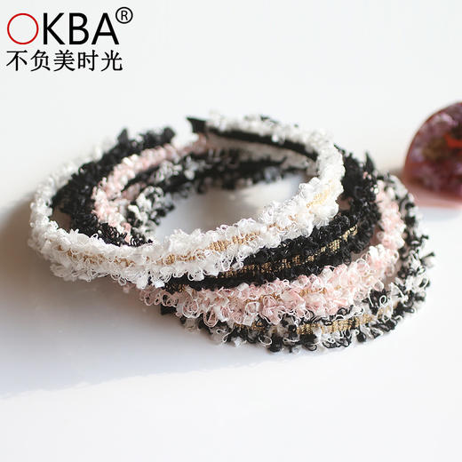 OKBA60100韩国发饰甜美气质蕾丝毛毛边编织发箍头箍发箍 包邮 商品图0
