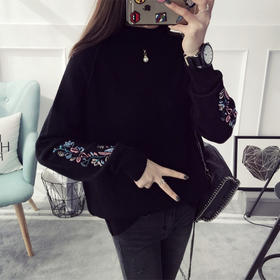 【毛衣】韩版秋冬女装套头毛衣外套女款宽松针织衫半高领毛衫女