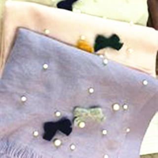 蔻蔻猫珍珠蝴蝶结仿羊绒女式围巾 商品图0