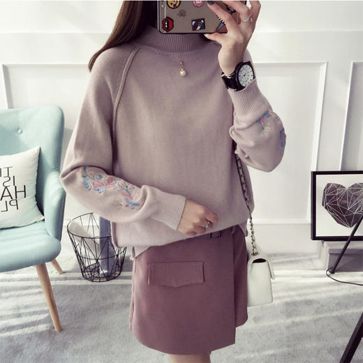 【毛衣】韩版秋冬女装套头毛衣外套女款宽松针织衫半高领毛衫女 商品图2