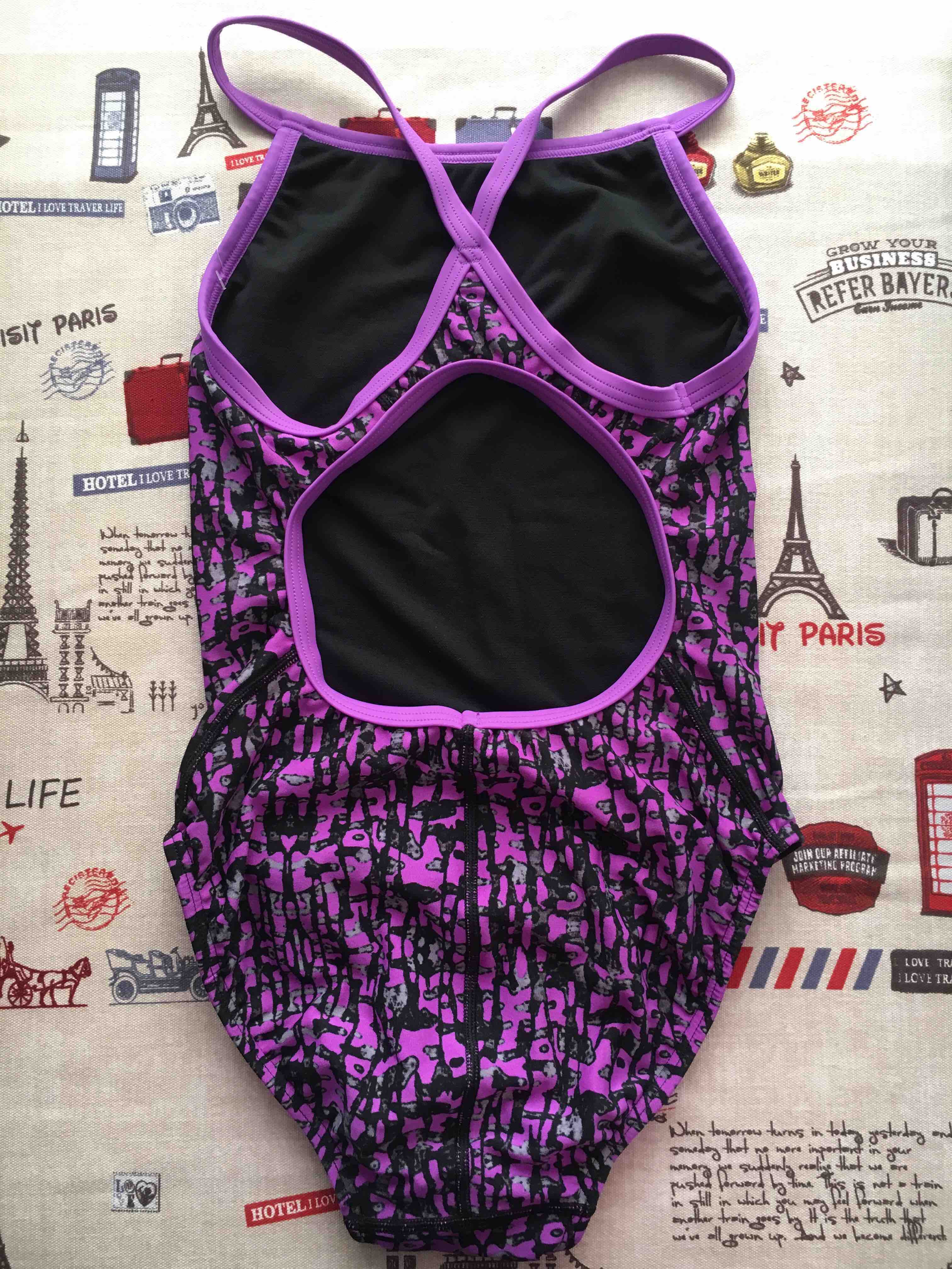 tyr泳衣,不脱胶,紫色蜂窝款