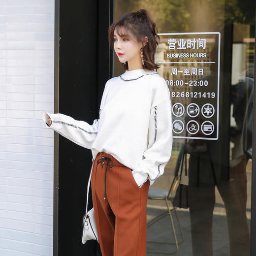 【服饰鞋包】冬款韩版拼接打底衫胖mm大码女装宽松套头毛衣 商品图2