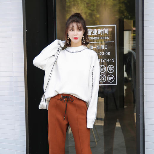 【服饰鞋包】冬款韩版拼接打底衫胖mm大码女装宽松套头毛衣 商品图3