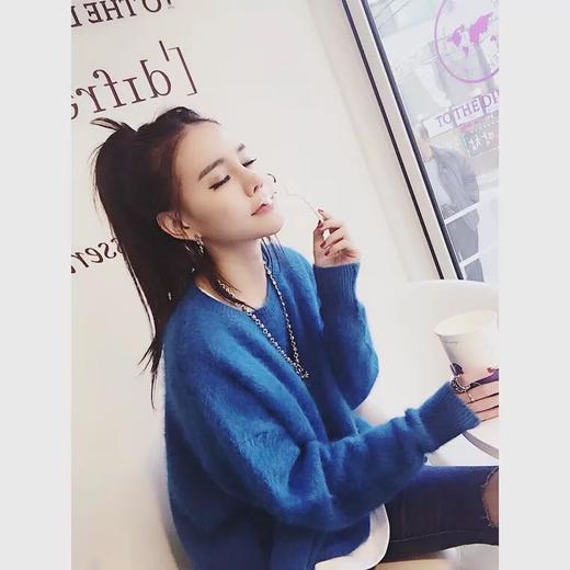 【毛衣】秋冬新款毛衣韩版女装 宽松套头纯色水貂绒毛大码两件套 商品图3