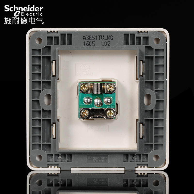 施耐德电气 开关插座 单联电视插座面板 墙壁弱电有线tv 睿意金