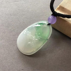 冰种阳绿翡翠梅牌