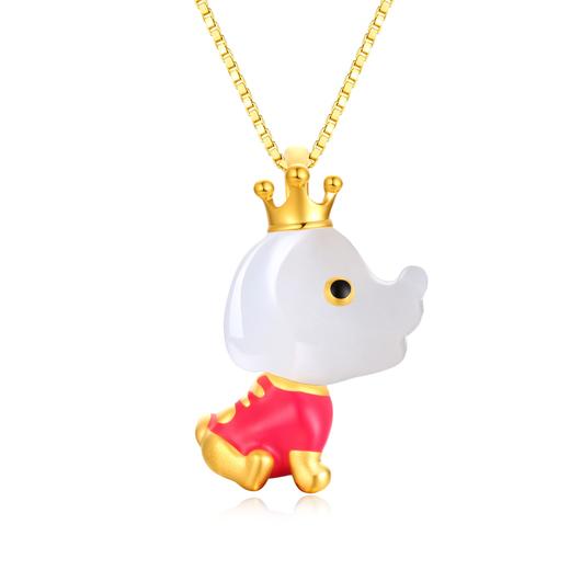 3D足金和田玉（白玉）吊坠-2018五福萌宠 商品图1