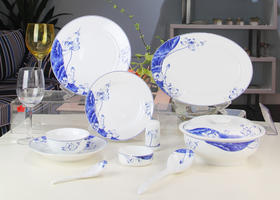 景德镇陶瓷 国瓷红叶 荷塘清韵中餐具