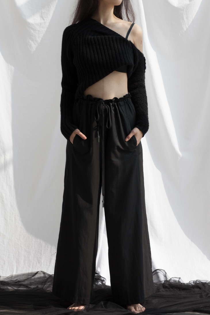 nude(束带裤-黑) nu-1207 drawstring pants