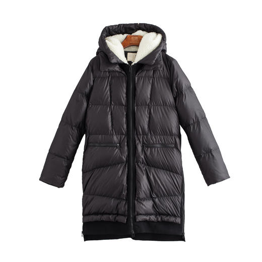 初语羽绒服女装秋季新款显瘦中长款长袖毛绒加厚连帽外套8640922901