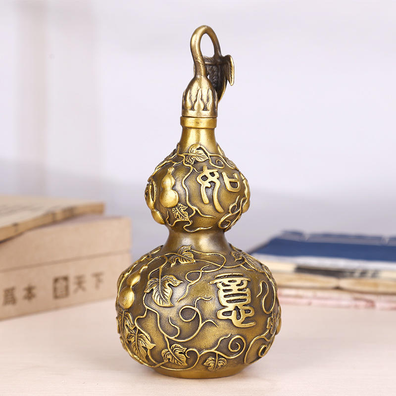 【趋吉风水】纯铜八卦风水吉祥开盖镇宅之宝葫芦摆件