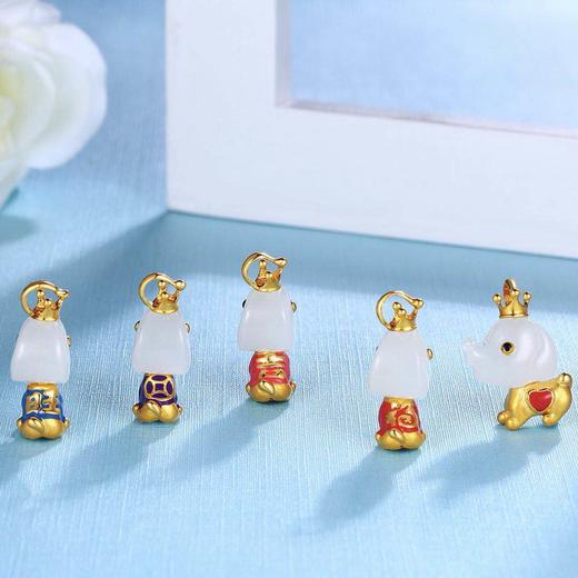 3D足金和田玉（白玉）吊坠-2018五福萌宠 商品图6
