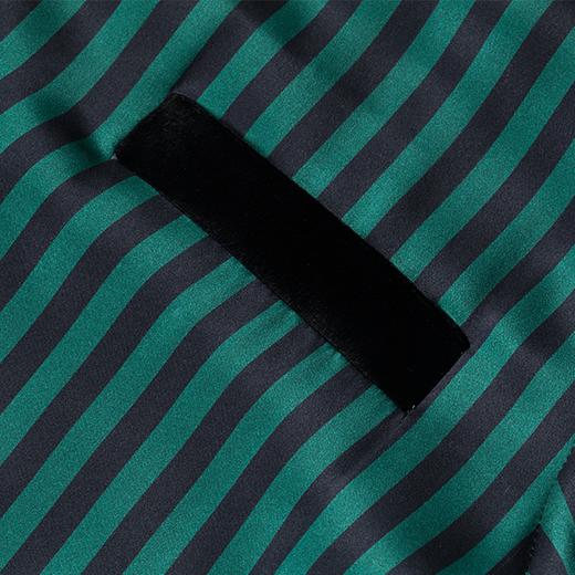 MANITO 男士条纹丝绒睡袍 绿黑条纹 商品图3