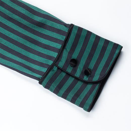 MANITO 条纹丝绒连衣裙 绿黑条纹 商品图2
