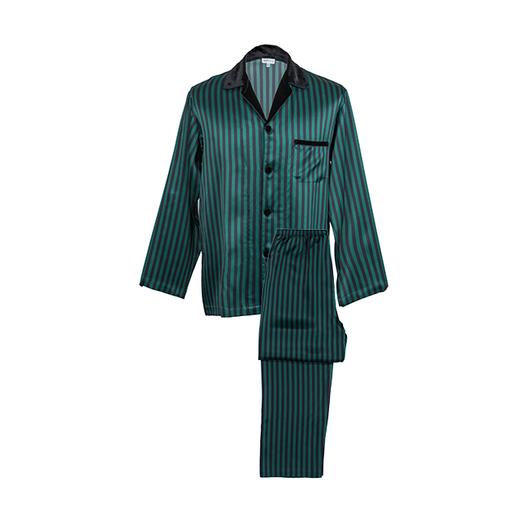 MANITO 男士条纹丝绒睡衣套装 绿黑条纹 商品图0