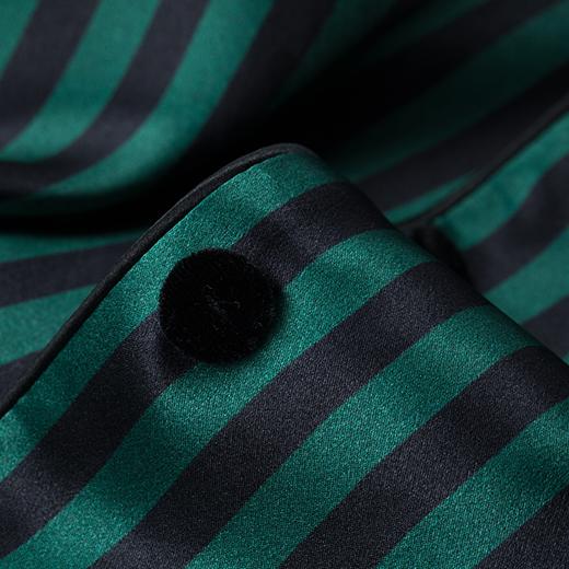 MANITO 女士条纹丝绒睡衣套装 绿黑条纹 商品图3