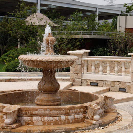 罗曼米黄法式庭院莲花喷泉