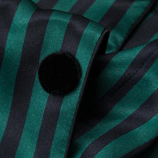 MANITO 男士条纹丝绒睡衣套装 绿黑条纹 商品图4