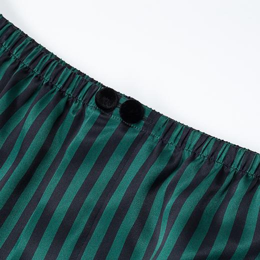 MANITO 男士条纹丝绒睡衣套装 绿黑条纹 商品图3