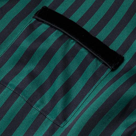 MANITO 女士条纹丝绒睡衣套装 绿黑条纹 商品图5