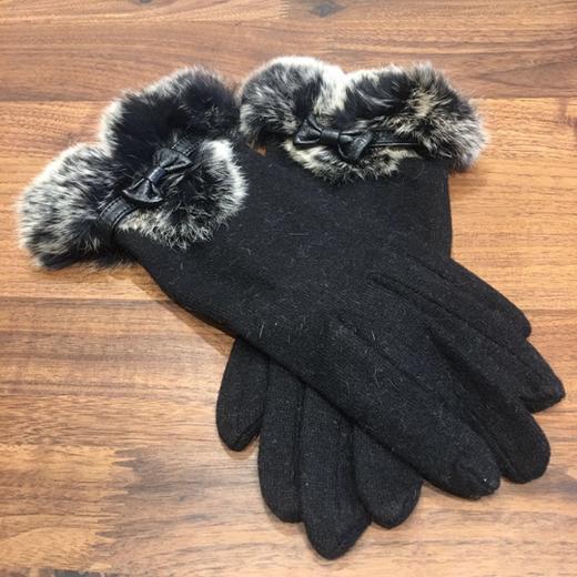 HFW1323002针织手套 羊毛 兔毛 锦纶 辅料：兔毛皮（原价358） 商品图3
