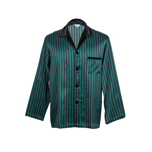 MANITO 男士条纹丝绒睡衣套装 绿黑条纹 商品图1